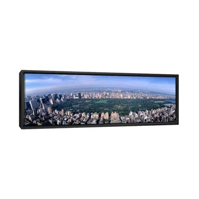Icanvas Panoramic Aerial Central Park New York Photographic Print On Canvas In Black;perano;astral Blue;jordy Blue;mood