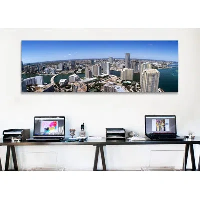 Icanvas Panoramic Aerial View Of A City, Miami, Miami-dade County, Florida 2008 Photographic Print On Canvas In Black;perano;jordy Blue;royal Blue;azure