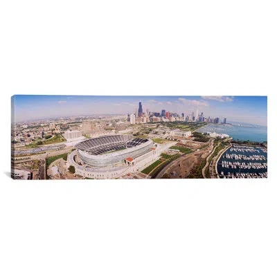 Icanvas Panoramic Aerial View Of A Stadium, Soldier Field, Chicago, Illinois Photographic Print On Canvas In Tan;sycamore;jordy Blue;perano;orchid Pi