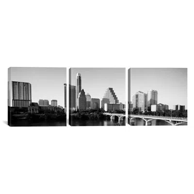 Icanvas Panoramic Austin Skyline Cityscape 3 Piece Photographic Print On Wrapped Canvas Set In Black And Whi