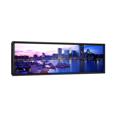 Icanvas Panoramic Sunset Inner Harbor, Baltimore, Maryland Photographic Print On Canvas In Blue;black;white;purple;smalt