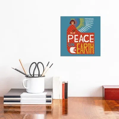 Icanvas Peace Earth - Wall Art Print - Wrapped Canvas In Valencia;violet;grenadier;orchid Pink