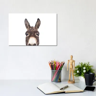 Icanvas Peeking Donkey By Sisi & Seb - Photograph Print In Wrapped Canvas,no Mat