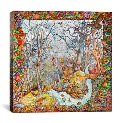 Icanvas "pelicans" By Bill Bell Painting Print On Canvas In Gray;orange