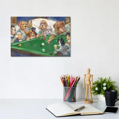 Icanvas Pool Dogs By Ruane Manning - Painting Print In Wrapped Canvas,no Matte