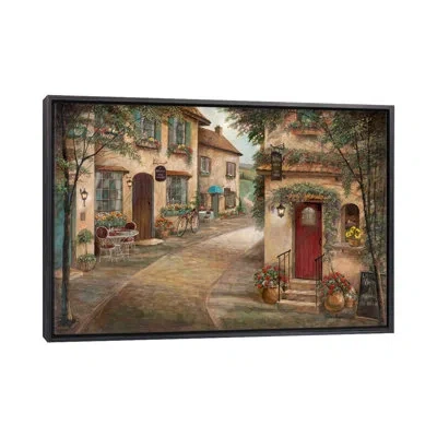 Icanvas Quaint Café By Ruane Manning - Painting Print In Distressed Black Framed Canvas,no Matte