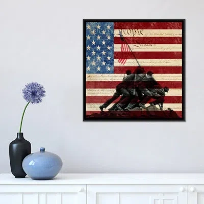 Icanvas Raising The Flag On Iwo Jima, Us Constitution Graphic Art On Canvas In No Mat,wrapped Canvas