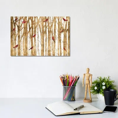 Icanvas Red Bird Christmas Collection A By Studio W - Graphic Art Print In Wrapped Canvas,no Mat