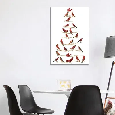 Icanvas Red Bird Christmas Collection B By Studio W - Print In Wrapped Canvas,no Mat
