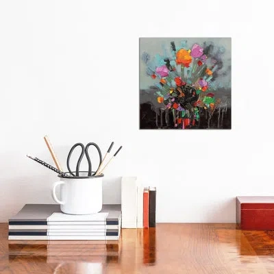 Icanvas Red Burst By Scott Naismith - Painting Print In Wrapped Canvas,no Mat