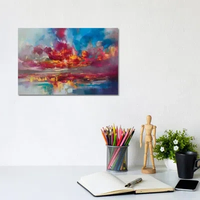 Icanvas Red Energy By Scott Naismith - Painting Print In No Matte,wrapped Canvas