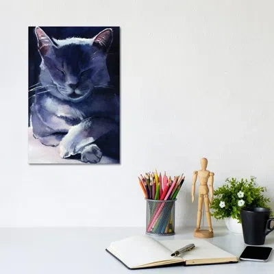 Icanvas Russian Blue By Rachel Parker - Painting Print In No Matte,wrapped Canvas