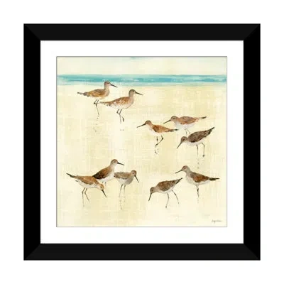 Icanvas Sandpipers Canvas Print In Black Framed Fine Art Paper,white