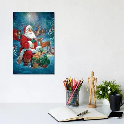 Icanvas Santa's Woodland Friends By Ruane Manning - Painting Print In No Matte,wrapped Canvas