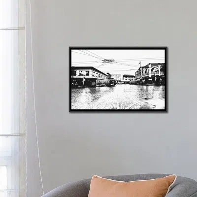Icanvas 'seattle Skyline' Graphic Art Print On Canvas In Black Floater Framed Canvas,no Mat