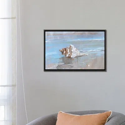 Icanvas Shore Shell I By Sally Swatland - Painting Print In Dark Rustic Wood Framed Canvas,no Mat