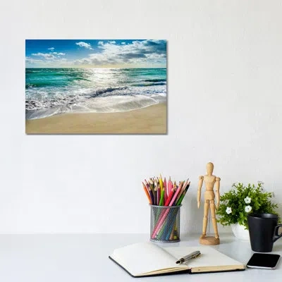 Icanvas Silent Beach Waves Hollywood Florida By Susanne Kremer - Photograph Print In No Matte,wrapped Canvas