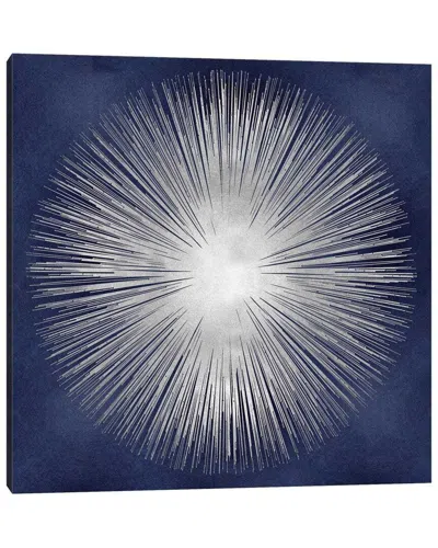 Icanvas Silver Sunburst On Blue I By Abby Young Wall Art
