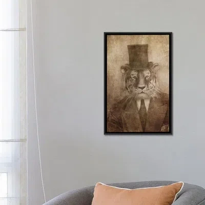 Icanvas 'sir Tiger Graphic Art On Canvas In Black Framed Canvas,no Mat