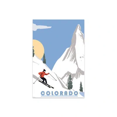 Icanvas Skiing In Colorado Print On Acrylic Glass In White;silver;astral Blue;perano;jordy Bl
