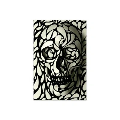 Icanvas Skull #4 Print On Acrylic Glass In Black;white;silver;olivine;swamp Green;b
