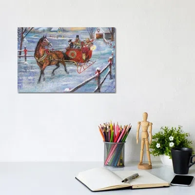 Icanvas Sleigh Bells By Ruane Manning - Painting Print In No Matte,wrapped Canvas