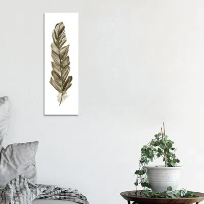 Icanvas Soft Feather Iii By Sally Swatland - Panoramic Drawing Print In Wrapped Canvas