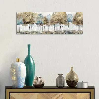 Icanvas Soft Spring Panoramic- Gallery-wrapped Canvas Giclée In White;silver;cream;tan;swamp Green