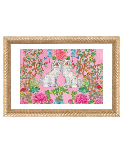 Icanvas Staffordshire Dogs Chinoiserie In Pink By Green Orchid Boutique Wall Art In Multi