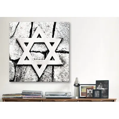 Icanvas Star Of David Photographic Print On Wrapped Canvas In White;gray
