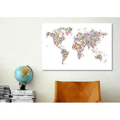 Icanvas 'stars World Map Ii' Graphic Art On Wrapped Canvas In White In No Mat,wrapped Canvas