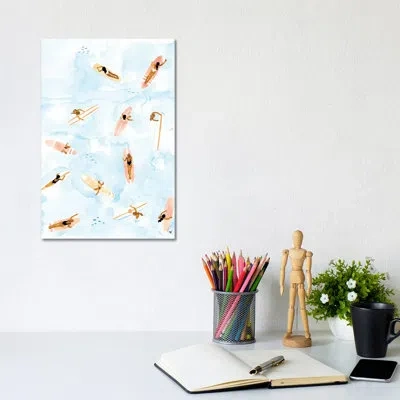 Icanvas Surfers By Sabina Fenn - Painting Print In No Matte,wrapped Canvas