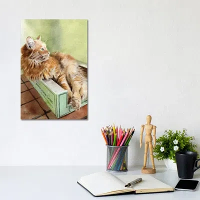 Icanvas Tabby Green By Rachel Parker - Painting Print In Wrapped Canvas,no Matte