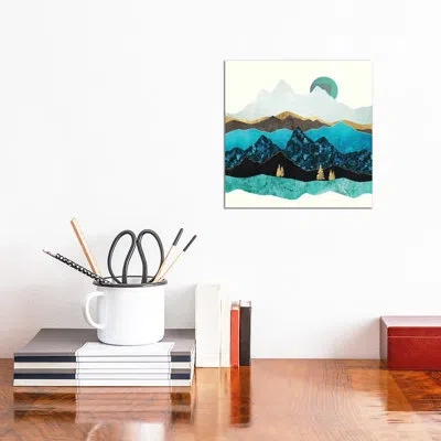 Icanvas Teal Afternoon - Graphic Art Print In Wrapped Canvas,no Matte