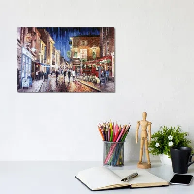 Icanvas Temple Bar By Roger Disney - Painting Print In No Matte,wrapped Canvas