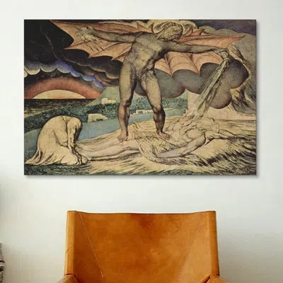Icanvas 'the Examination Of Hiob' By William Blake Painting Print On Canvas In Gray