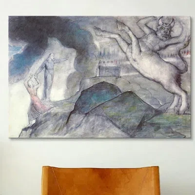 Icanvas 'the Minotaur (dante Hell Xii)' By William Blake Painting Print On Wrapped Canvas In Green;gray