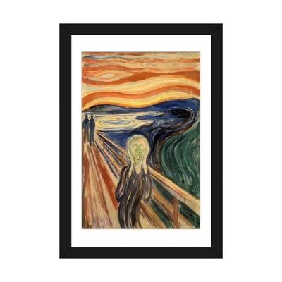 Icanvas 'the Scream' By Edvard Munch Print On Wrapped Canvas In Black Framed Paper,white
