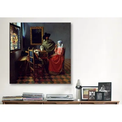 Icanvas "the Wine Glass" By Johannes Vermeer Painting Print On Canvas In No Mat,wrapped Canvas