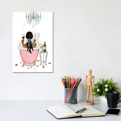 Icanvas Time For Myself - Black Hair By Rongrong Devoe - Painting Print In No Matte,wrapped Canvas