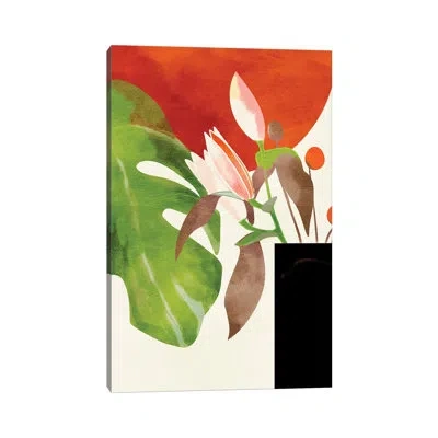 Icanvas Tropical Sun With Flowers By Ana Rut Bré - Graphic Art Print In No Matte,wrapped Canvas