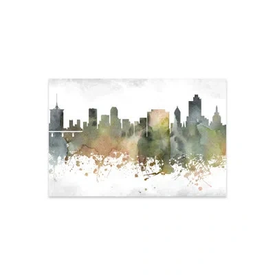 Icanvas Tulsa Skyline Print On Acrylic Glass In White;gray;silver;cream;olivine;swamp Gr