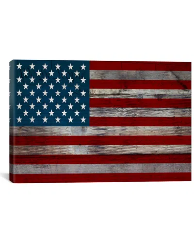 Icanvas Usa Flag On Wood Boards (u.s. Constitution Background) I Canvas Artwork By  In Red