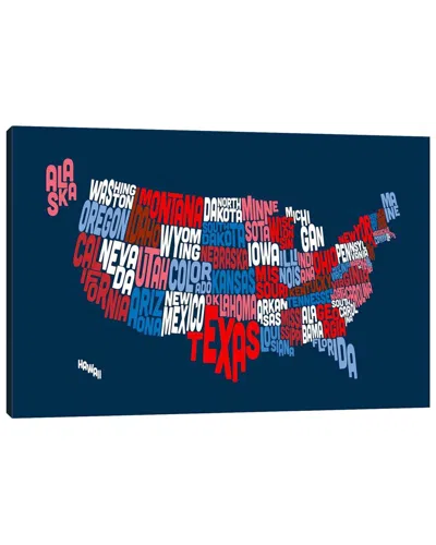 ICANVAS USA (STATES) TYPOGRAPHIC MAP II BY MICHAEL TOMPSETT WALL ART