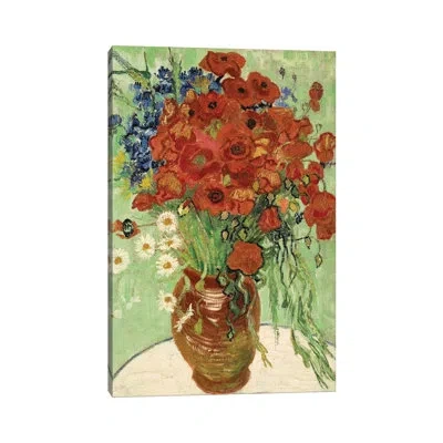 Icanvas 'vase With Daisies And Poppies' By Vincent Van Gogh Painting Print On Canvas In White;celery;earls Green;grenadier;light