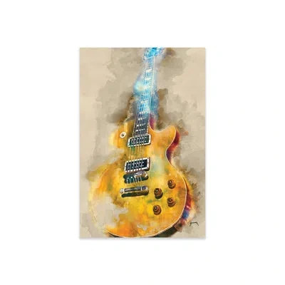 Icanvas Vintage Electric Guitar Print On Acrylic Glass In Blue;orange;cream;tan;corn;swamp Green;b