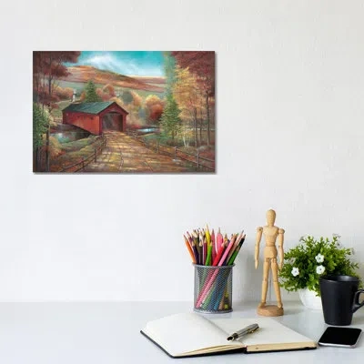 Icanvas West Arlington Bridge By Ruane Manning - Painting Print In No Matte,wrapped Canvas