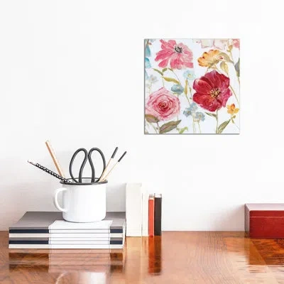 Icanvas Wildflower Whimsy I By Sally Swatland - Painting Print In Wrapped Canvas,no Mat