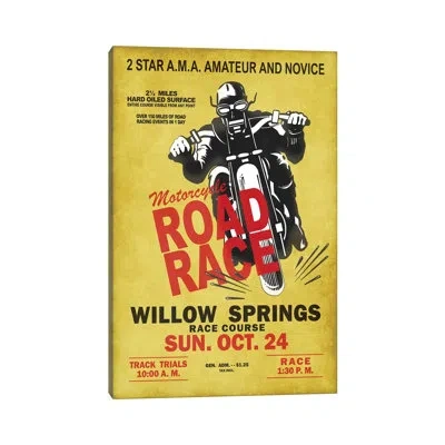 Icanvas Willow Springs Road Race By Mark Rogan - Advertisements Print In Wrapped Canvas,no Matte
