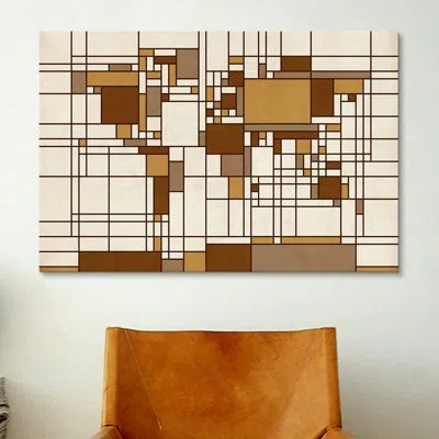 Icanvas World Map Abstract Mondrian Style Graphic Art On Canvas In No Mat,wrapped Canvas